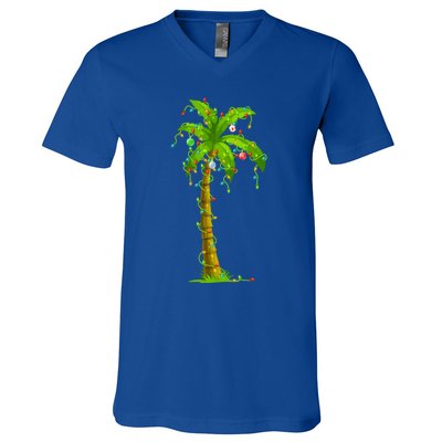 Palm Tree Christmas Lights And Ornats Hawaii Tropical Xmas Meaningful Gift V-Neck T-Shirt