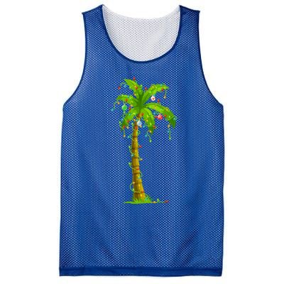 Palm Tree Christmas Lights And Ornats Hawaii Tropical Xmas Meaningful Gift Mesh Reversible Basketball Jersey Tank