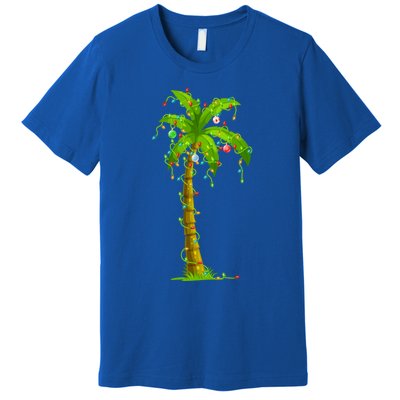 Palm Tree Christmas Lights And Ornats Hawaii Tropical Xmas Meaningful Gift Premium T-Shirt