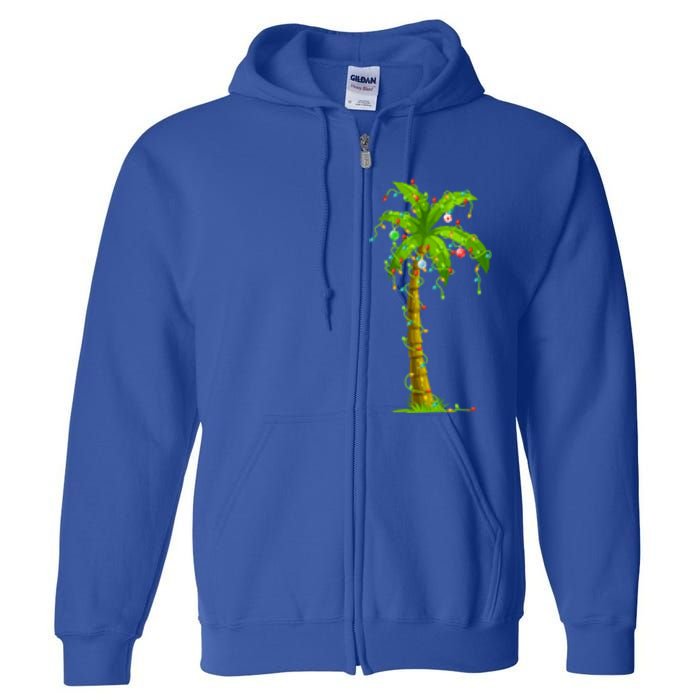 Palm Tree Christmas Lights And Ornats Hawaii Tropical Xmas Meaningful Gift Full Zip Hoodie