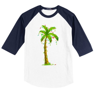 Palm Tree Christmas Lights And Ornats Hawaii Tropical Xmas Meaningful Gift Baseball Sleeve Shirt