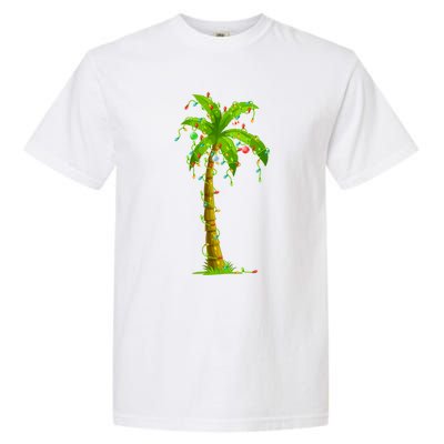 Palm Tree Christmas Lights And Ornats Hawaii Tropical Xmas Meaningful Gift Garment-Dyed Heavyweight T-Shirt