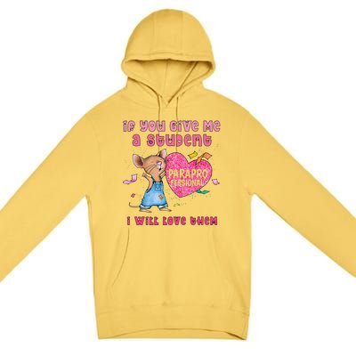 Paraprofessional Teacher Cute Heart Day Premium Pullover Hoodie