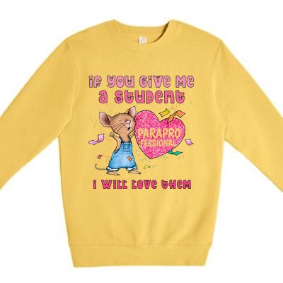 Paraprofessional Teacher Cute Heart Day Premium Crewneck Sweatshirt