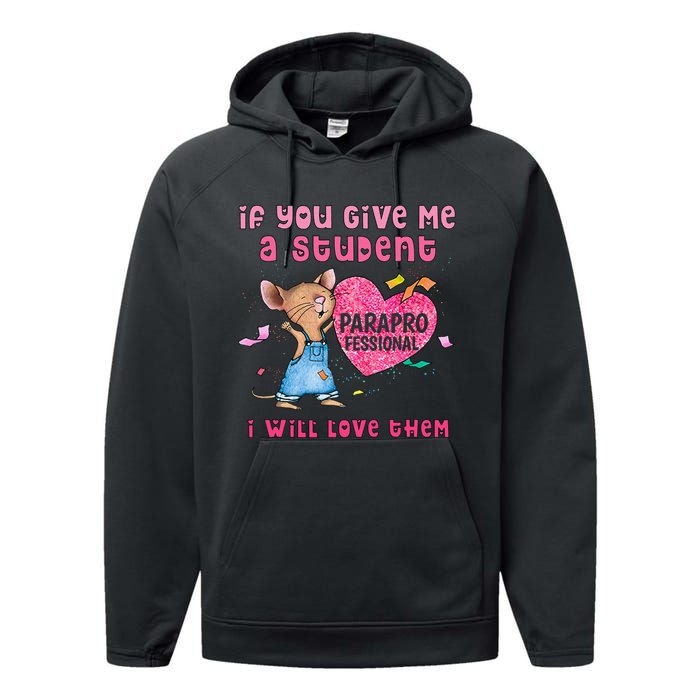 Paraprofessional Teacher Cute Heart Day Performance Fleece Hoodie