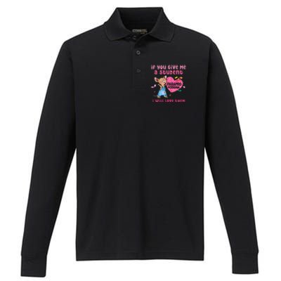 Paraprofessional Teacher Cute Heart Day Performance Long Sleeve Polo