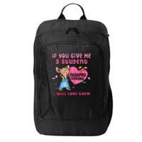 Paraprofessional Teacher Cute Heart Day City Backpack