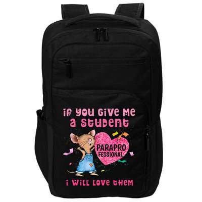 Paraprofessional Teacher Cute Heart Day Impact Tech Backpack