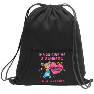 Paraprofessional Teacher Cute Heart Day Sweatshirt Cinch Pack Bag