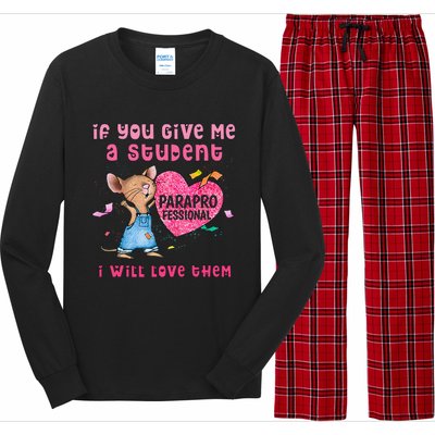 Paraprofessional Teacher Cute Heart Day Long Sleeve Pajama Set