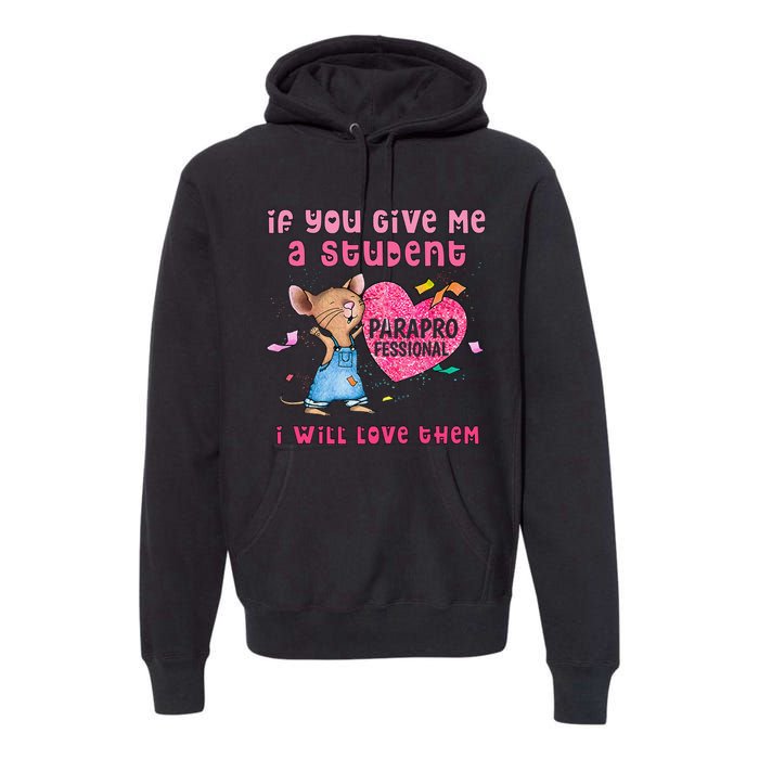 Paraprofessional Teacher Cute Heart Day Premium Hoodie