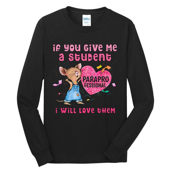 Paraprofessional Teacher Cute Heart Day Tall Long Sleeve T-Shirt