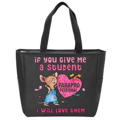 Paraprofessional Teacher Cute Heart Day Zip Tote Bag