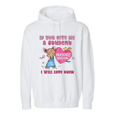 Paraprofessional Teacher Cute Heart Day Garment-Dyed Fleece Hoodie