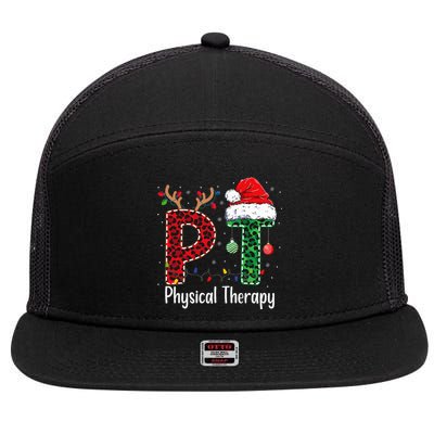 Physical Therapy Christmas Santa Hat Pt Therapist Xmas 7 Panel Mesh Trucker Snapback Hat