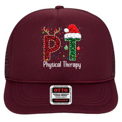 Physical Therapy Christmas Santa Hat Pt Therapist Xmas High Crown Mesh Back Trucker Hat