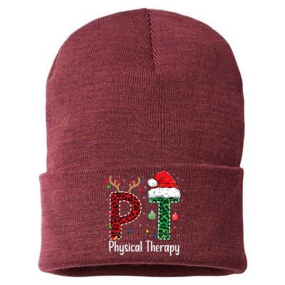 Physical Therapy Christmas Santa Hat Pt Therapist Xmas Sustainable Knit Beanie