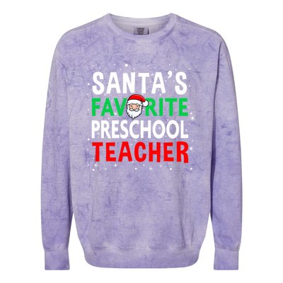 Preschool Teacher Christmas Gift SantaS Favorite Teacher Gift Colorblast Crewneck Sweatshirt