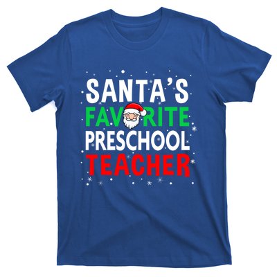 Preschool Teacher Christmas Gift SantaS Favorite Teacher Gift T-Shirt