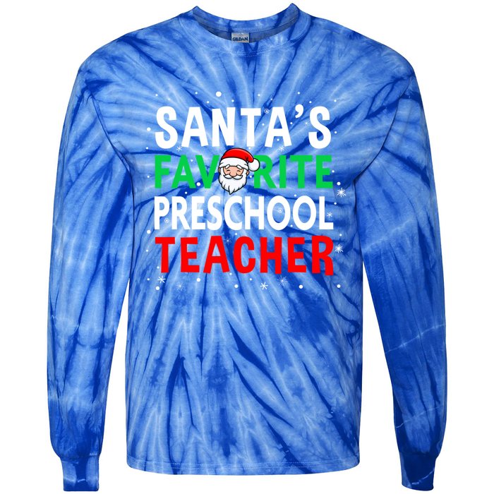 Preschool Teacher Christmas Gift SantaS Favorite Teacher Gift Tie-Dye Long Sleeve Shirt