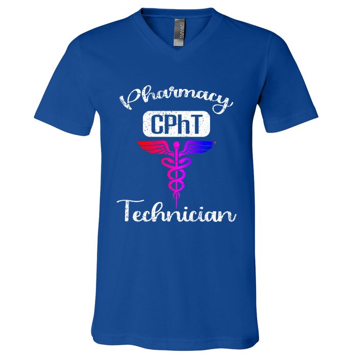 Pharmacy Technician Cpht Tech Pharmacist Gift V-Neck T-Shirt