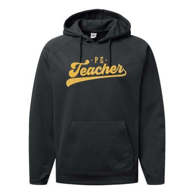 Pe Teacher Cute Vintage Graphic Physical Education Teacher Performance Fleece Hoodie