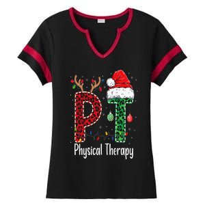 Physical Therapy Christmas santa hat PT Therapist xmas Ladies Halftime Notch Neck Tee