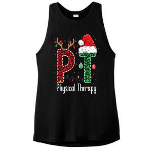 Physical Therapy Christmas santa hat PT Therapist xmas Ladies PosiCharge Tri-Blend Wicking Tank