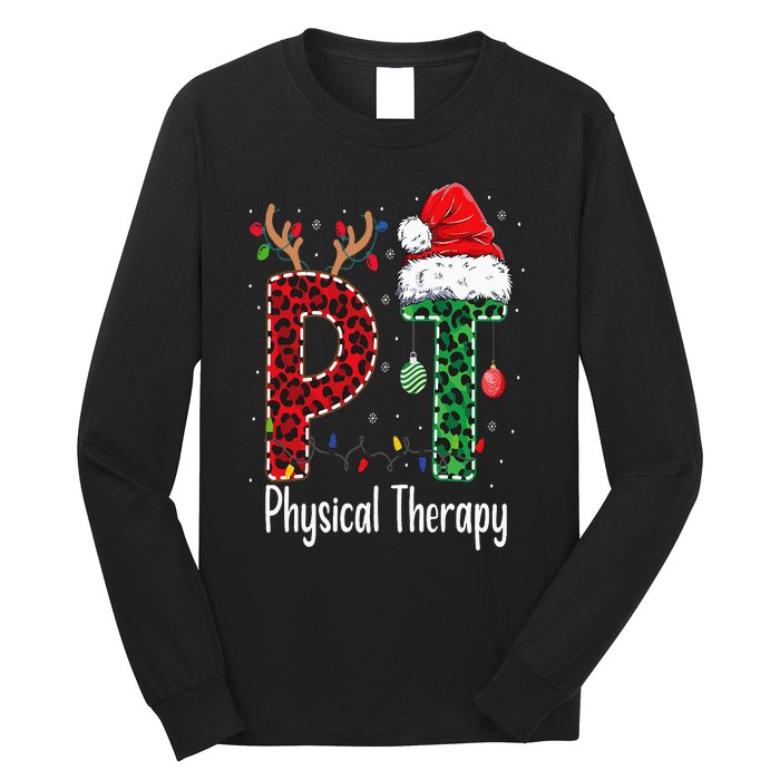 Physical Therapy Christmas santa hat PT Therapist xmas Long Sleeve Shirt