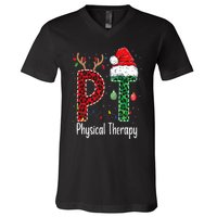 Physical Therapy Christmas santa hat PT Therapist xmas V-Neck T-Shirt