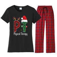 Physical Therapy Christmas santa hat PT Therapist xmas Women's Flannel Pajama Set