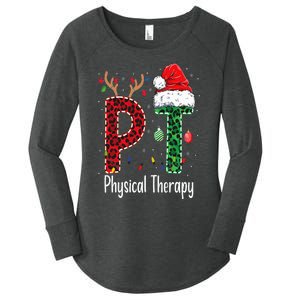 Physical Therapy Christmas santa hat PT Therapist xmas Women's Perfect Tri Tunic Long Sleeve Shirt