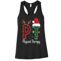 Physical Therapy Christmas santa hat PT Therapist xmas Women's Racerback Tank