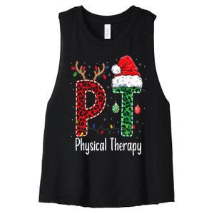 Physical Therapy Christmas santa hat PT Therapist xmas Women's Racerback Cropped Tank