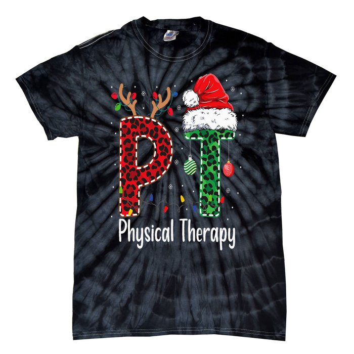 Physical Therapy Christmas santa hat PT Therapist xmas Tie-Dye T-Shirt