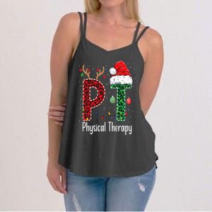 Physical Therapy Christmas santa hat PT Therapist xmas Women's Strappy Tank