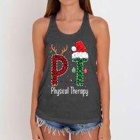 Physical Therapy Christmas santa hat PT Therapist xmas Women's Knotted Racerback Tank