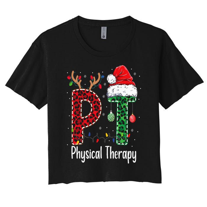 Physical Therapy Christmas santa hat PT Therapist xmas Women's Crop Top Tee