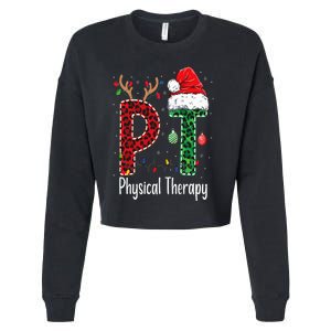 Physical Therapy Christmas santa hat PT Therapist xmas Cropped Pullover Crew