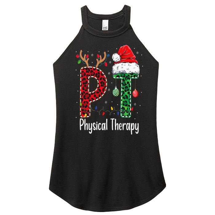 Physical Therapy Christmas santa hat PT Therapist xmas Women's Perfect Tri Rocker Tank