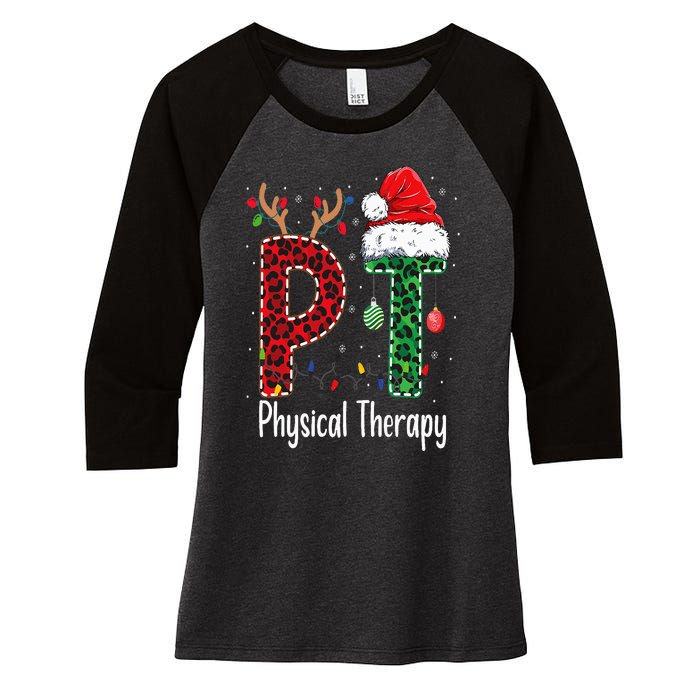 Physical Therapy Christmas santa hat PT Therapist xmas Women's Tri-Blend 3/4-Sleeve Raglan Shirt