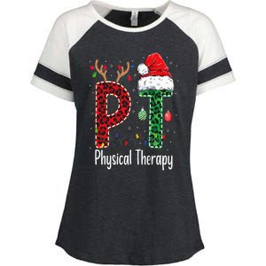 Physical Therapy Christmas santa hat PT Therapist xmas Enza Ladies Jersey Colorblock Tee