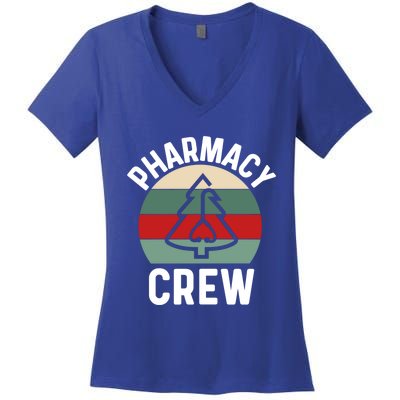 Pharmacy Tech Christmas Gift Retro Pharmacy Crew Pharmacist Gift Women's V-Neck T-Shirt