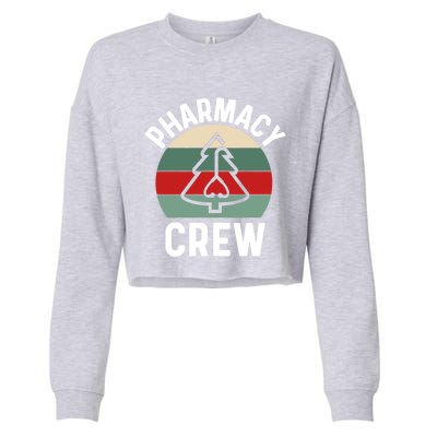 Pharmacy Tech Christmas Gift Retro Pharmacy Crew Pharmacist Gift Cropped Pullover Crew