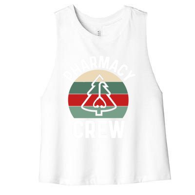 Pharmacy Tech Christmas Gift Retro Pharmacy Crew Pharmacist Gift Women's Racerback Cropped Tank