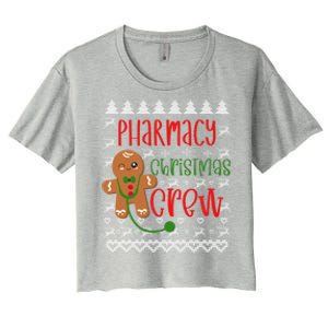 Pharmacy Tech Christmas Gift Pharmacy Crew Gingerbread Funny Gift Women's Crop Top Tee