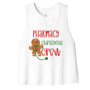 Pharmacy Tech Christmas Gift Pharmacy Crew Gingerbread Funny Gift Women's Racerback Cropped Tank