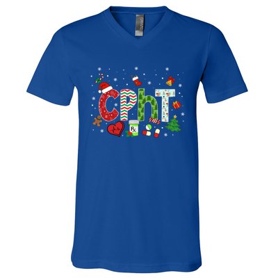 Pharmacy Technician Christmas Gift Cpht Xmas Pajama Meaningful Gift V-Neck T-Shirt