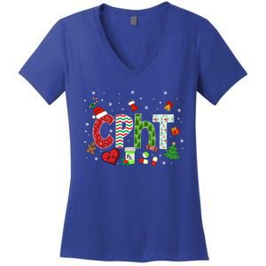 Pharmacy Technician Christmas Gift Cpht Xmas Pajama Meaningful Gift Women's V-Neck T-Shirt