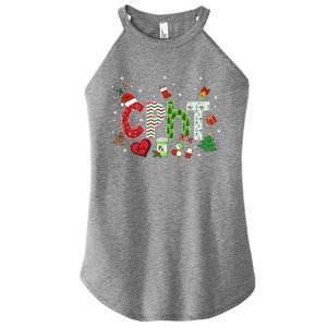 Pharmacy Technician Christmas Gift Cpht Xmas Pajama Meaningful Gift Women's Perfect Tri Rocker Tank